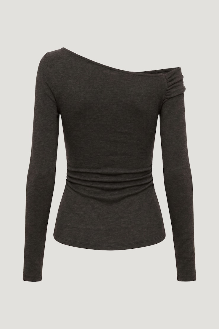 Twisted Long Sleeve Top Carbon Grey Melange large