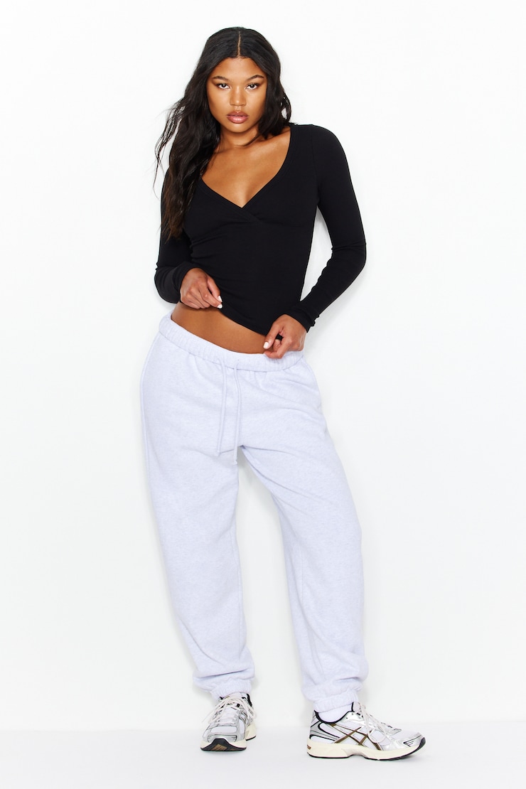 SnatchRib Crossover Longsleeve Top, Jet Black, large