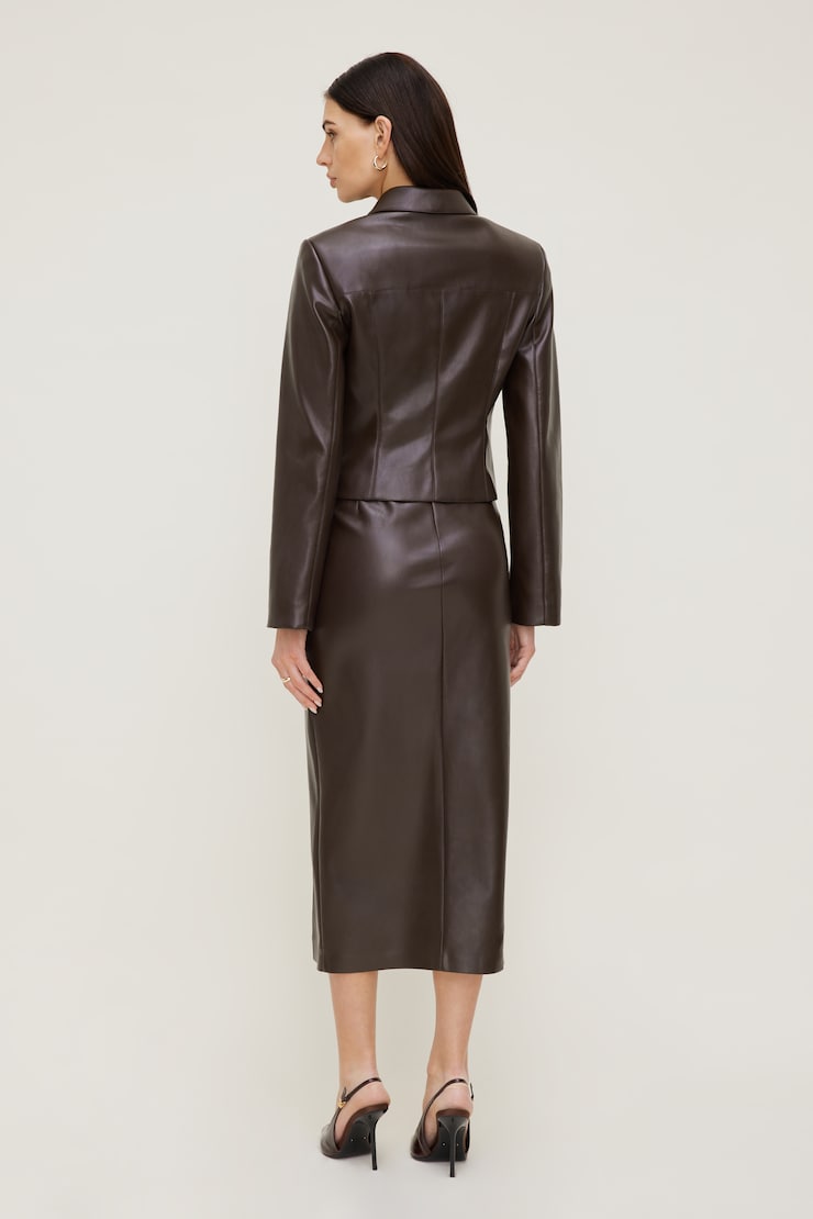 Marlow Faux Leather Midi Skirt Java Brown large