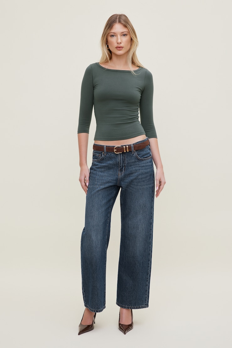 T-shirt en coton et spandex Maude Vert urbain chic large