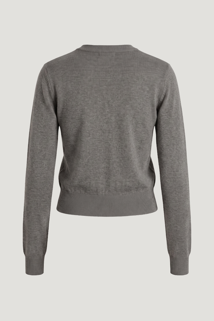 Rebecca Crewneck Cardigan Dark Medium Grey large