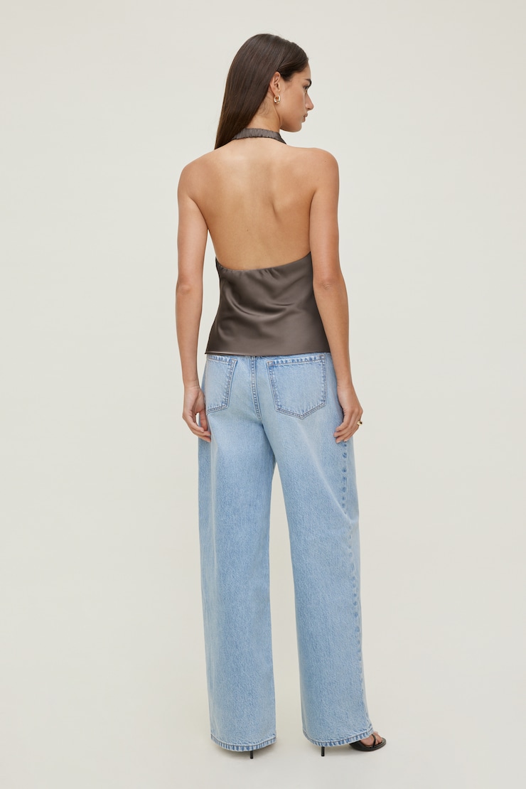 Camila Satin Blouse Iron Taupe large