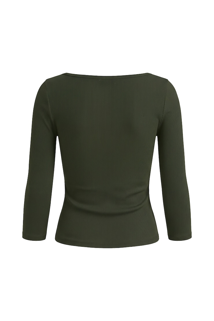 SnatchRib 3/4 Sleeve Top, Olive Obsession, large