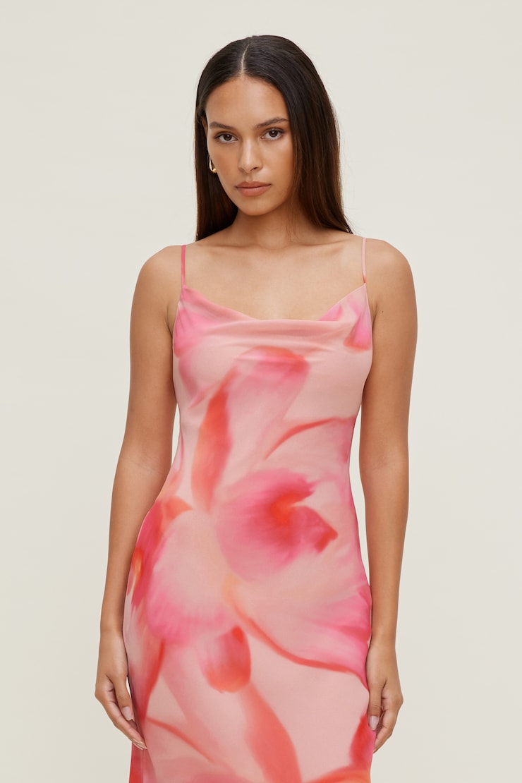 Alessia Maxi Slip Dress Floral Abstract Pink large