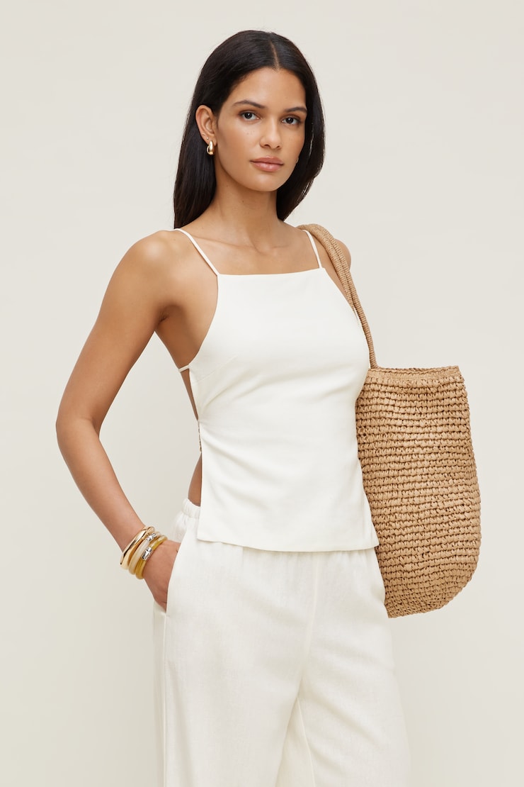 Linen Apron Top White | Dynamite