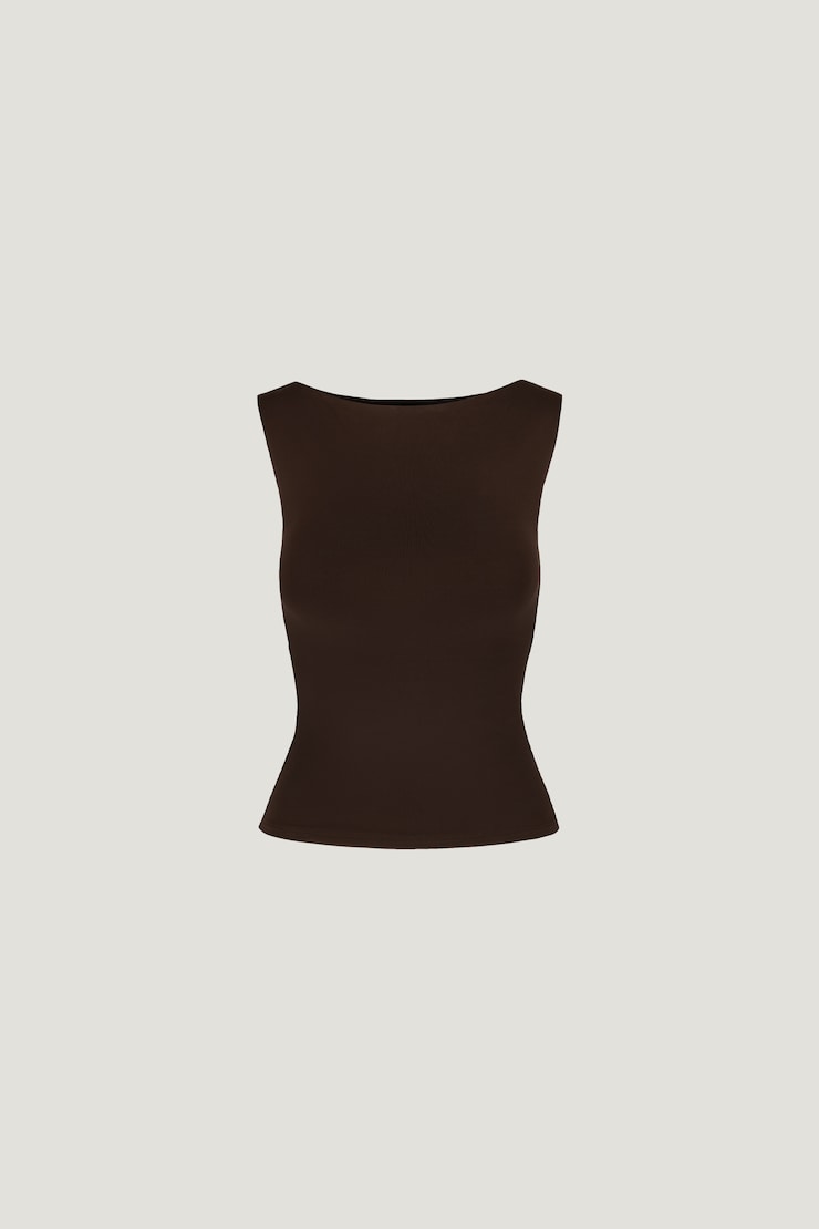 Nola Sculpt Tank Top Java Brown large
