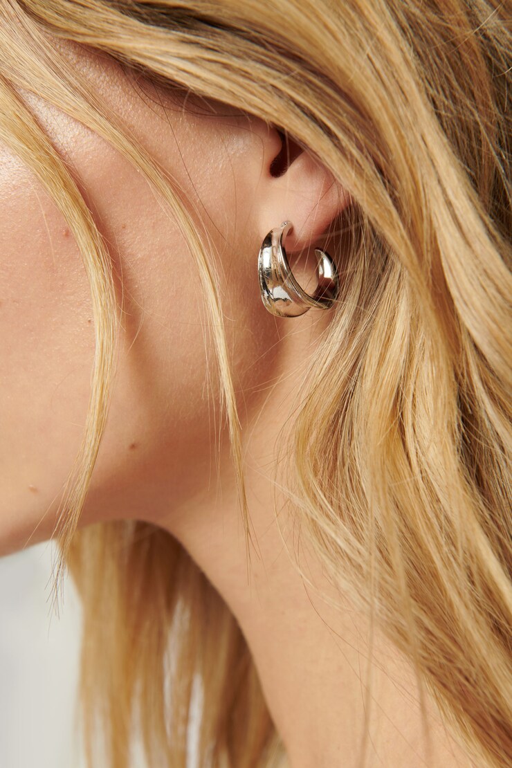 Anneaux d’oreilles concaves Argent large