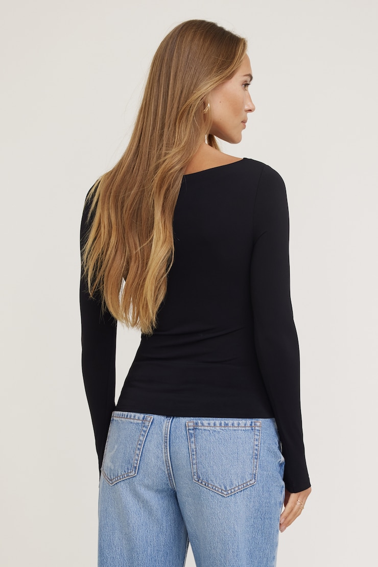 Nola Sculpt Long Sleeve Top Jet Black large