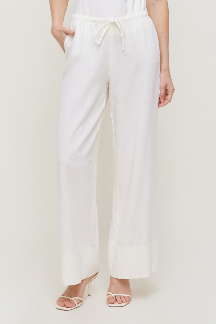 Leo Linen Wide Leg Pants Linen Snow White large