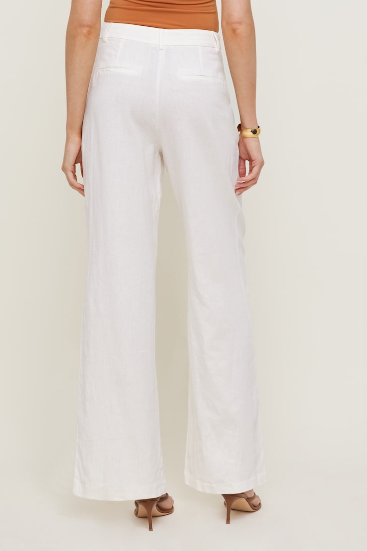 Alex Linen Wide Leg Pants Snow White large