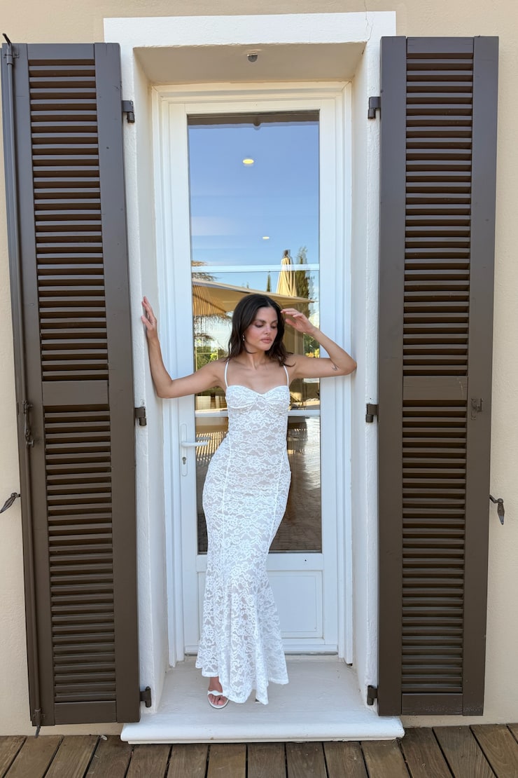 Monet Lace Overlay Maxi Dress Bright White large