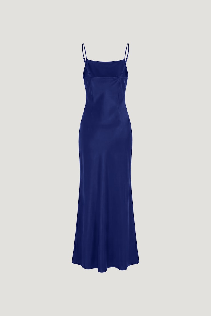 Lucia Satin Maxi Slip Dress Mazarine Blue large