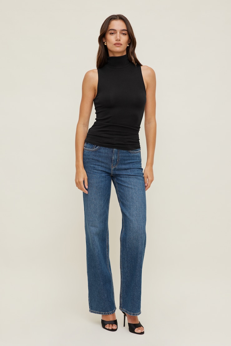Sleeveless Turtleneck Top Jet Black large
