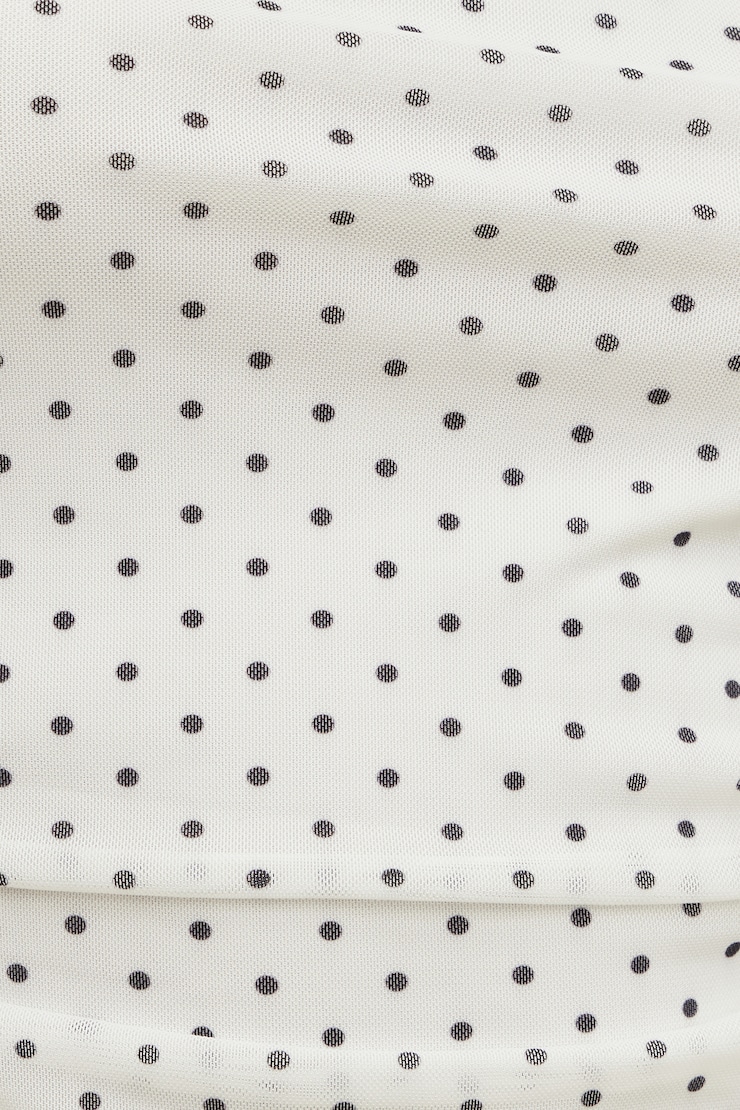 Mesh Halter Top White w/ Black Polka Dots large