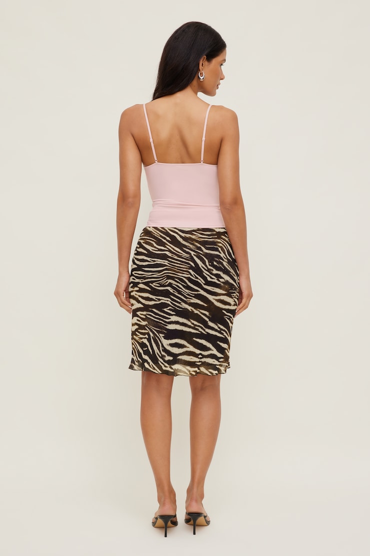 Esther Georgette Midi Skirt Zebra Brown large