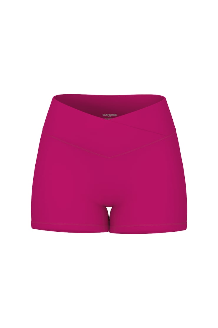 Perfect Peach Cross Front Active Shorts, Raspberry Cheeks Pink, large