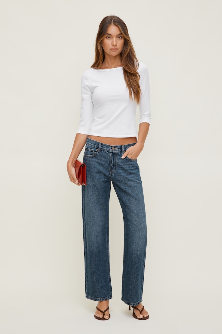 Jules Relaxed Low Rise Straight Leg Jeans Medium Indigo / Aspen Blue large