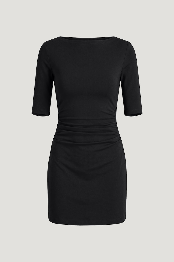 Maude 3/4 Sleeve Cotton Mini Dress Jet Black large