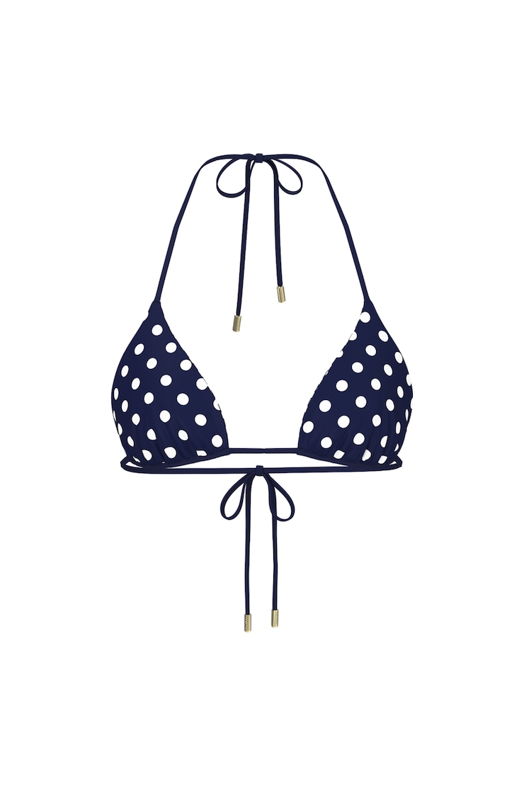 Reversible Slider Triangle Bikini Top, Blue Depths Dots/Stripes, large
