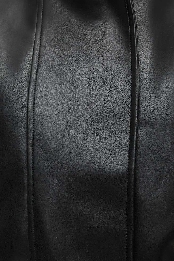 Blouson aviateur écourté en faux cuir Noir encre large