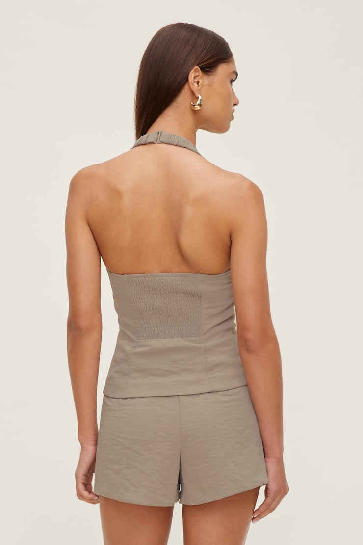 Airflow Halter Top Pebblestone Grey large