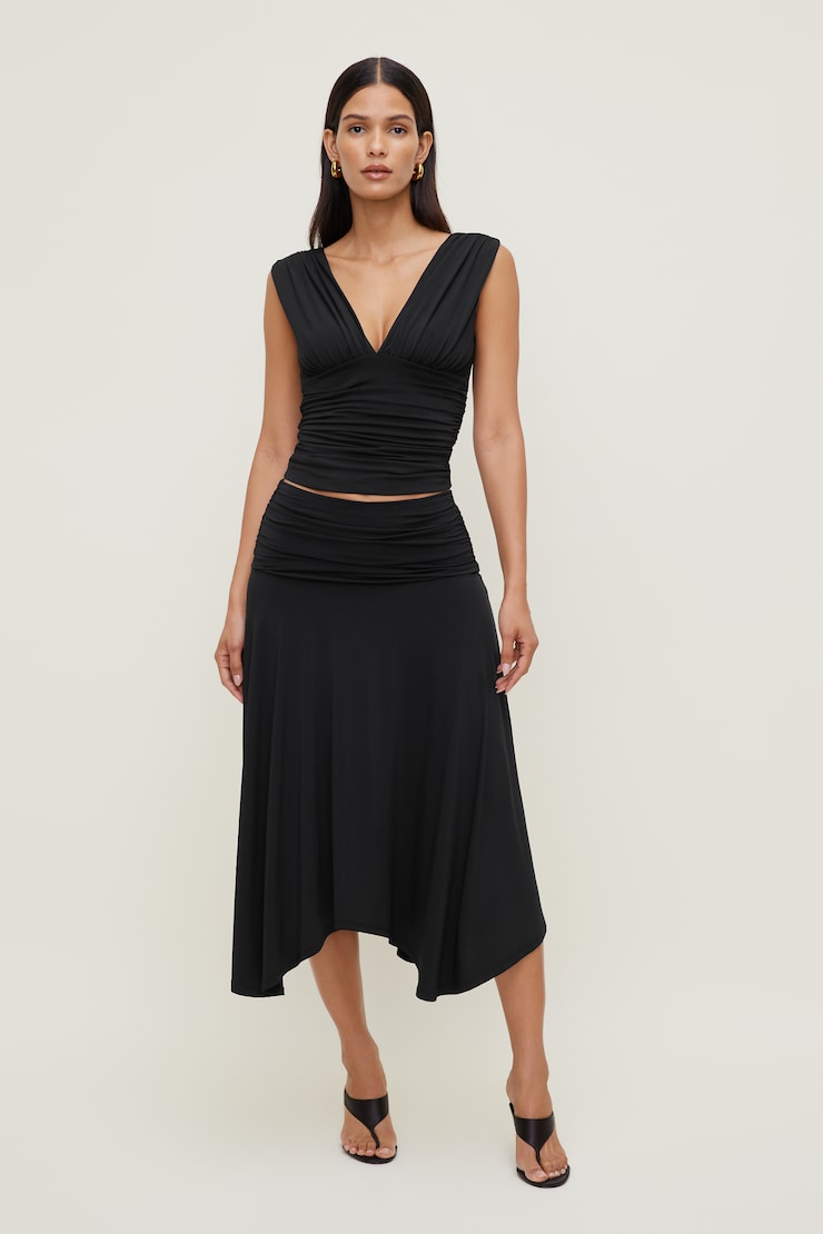 Sculpt Asymmetric Midi Skirt
