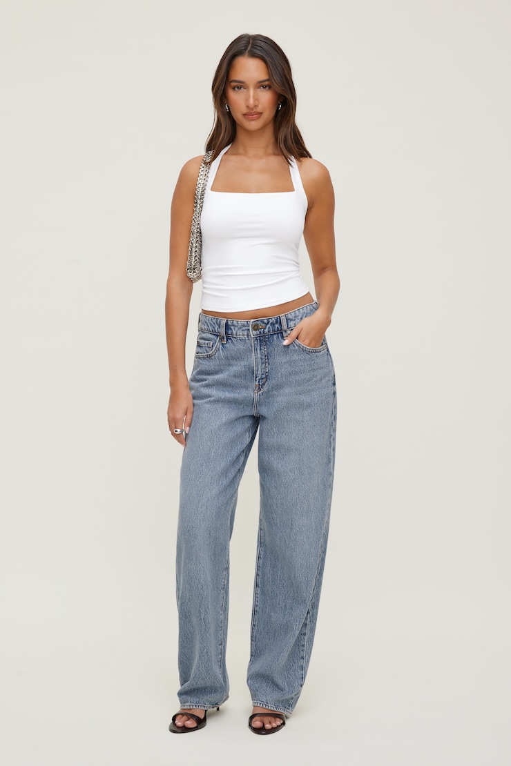 Mika Mid Rise Relaxed Straight Leg Jeans Medium Light Indigo / Miles Away large