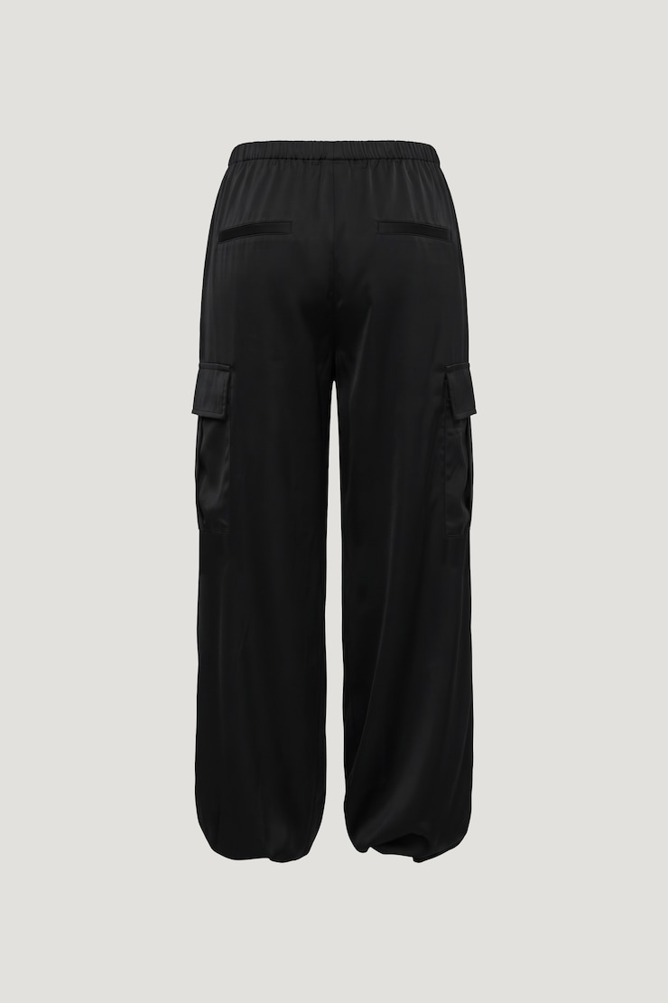 Satin Cargo Pants Jet Black large