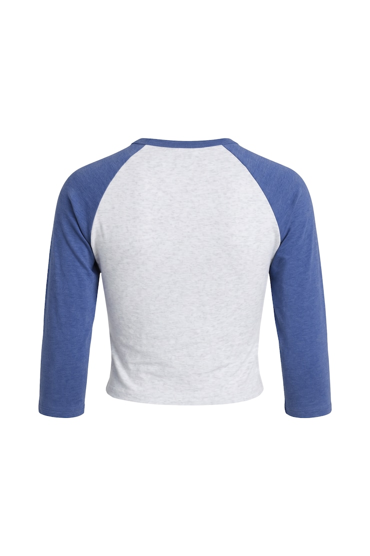 Haut de baseball à manches raglan 3/4, Mélange gris printanier/Bleu poudre, large