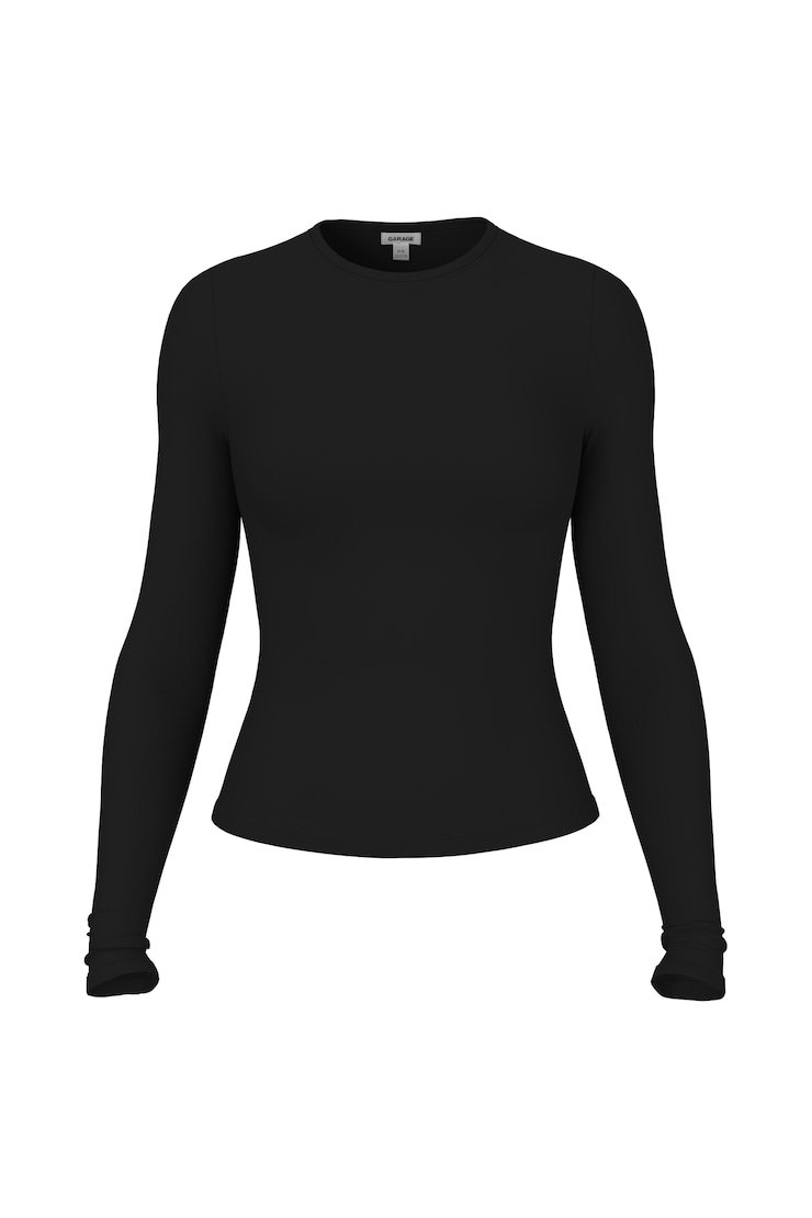 Baretouch Crewneck Long Sleeve Top, Jet Black, large