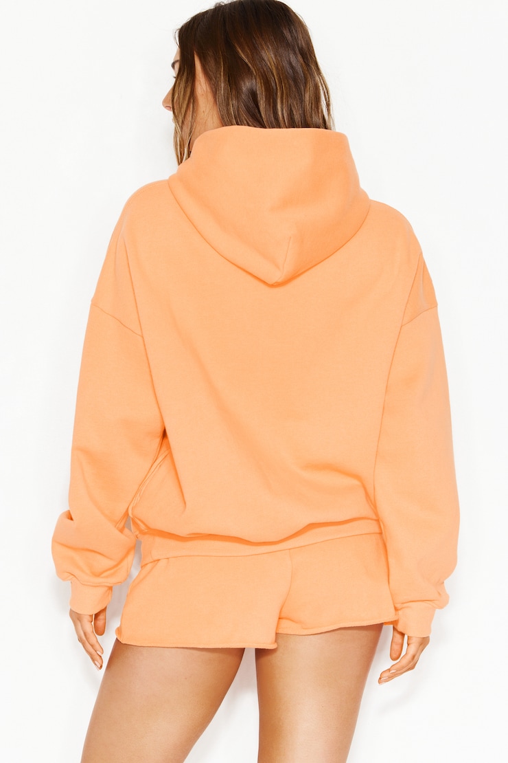 UltraFleece Hoodie, Juicy Peach Orange with Chenille "GARAGE" Logo, large