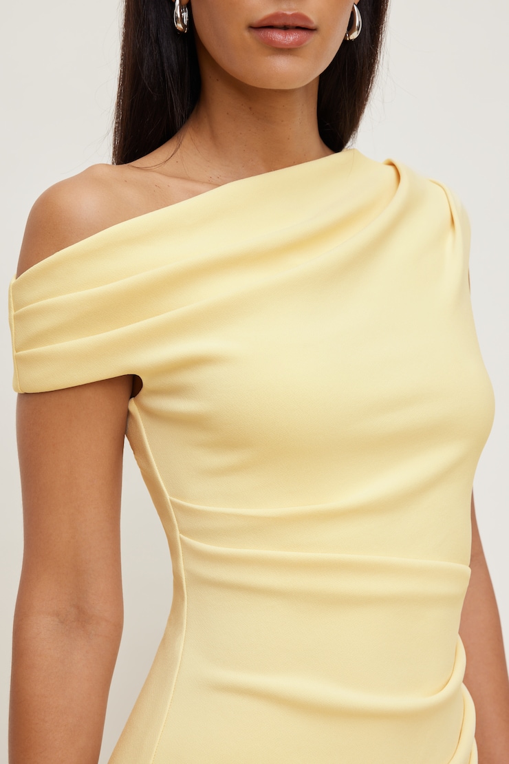 Jana Crepe Mini Dress Pale Yellow large