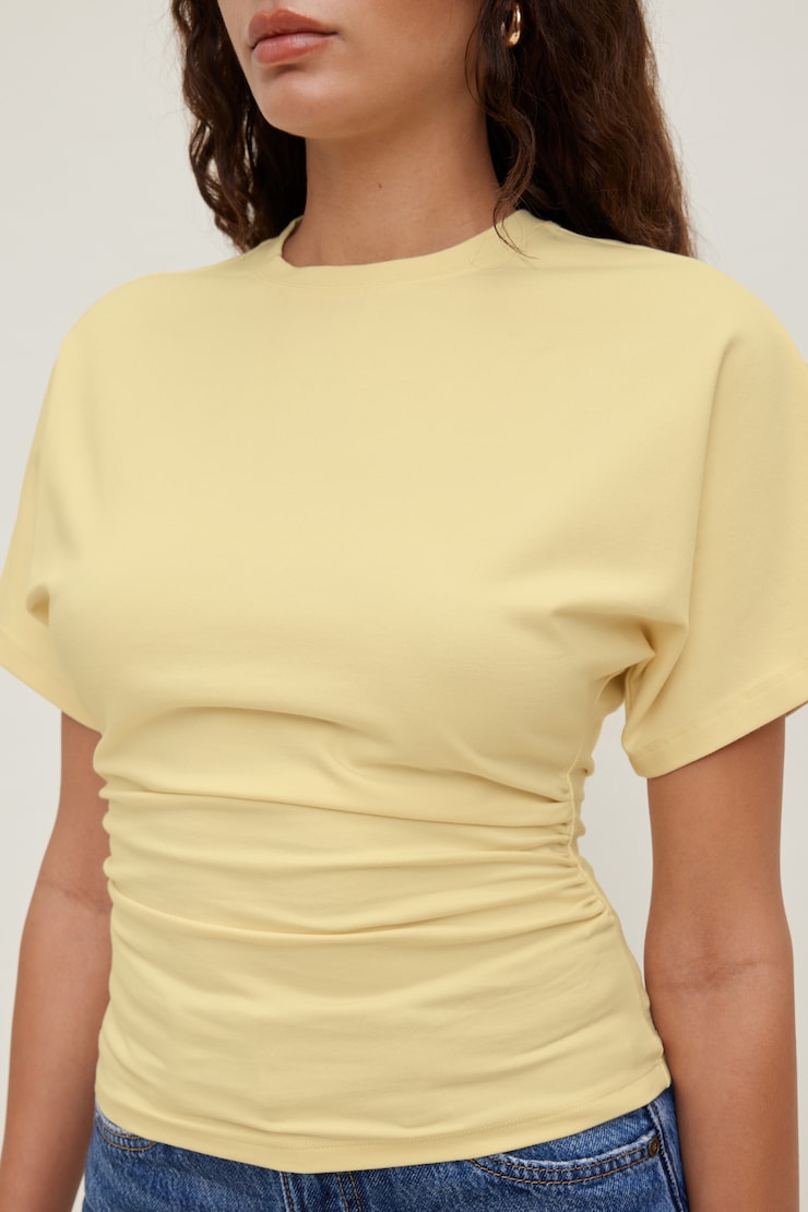Andrea Cotton Spandex T Shirt Pale Yellow large