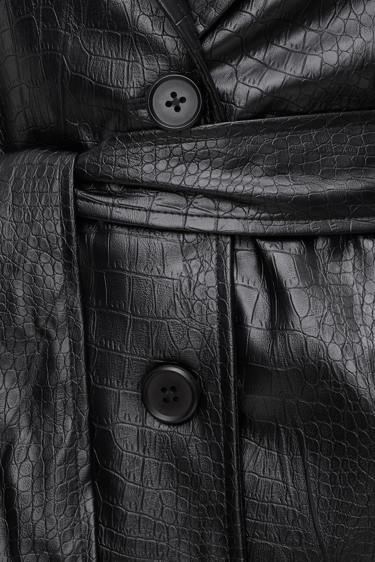Croc Faux Leather Trench Coat