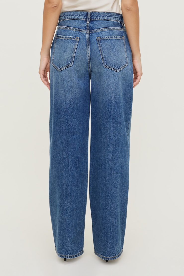 Rowan Mid Rise Baggy Wide Leg Jeans Medium Indigo / Aspen Blue large