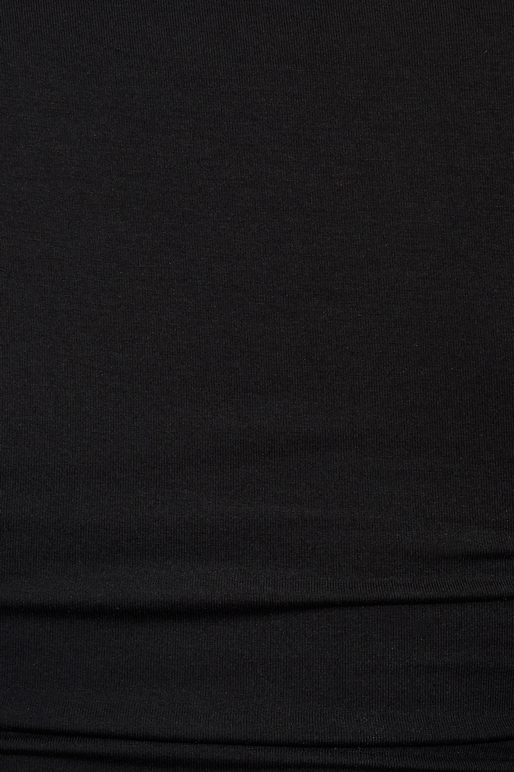Smooth Open Neck Long Sleeve Tee, Jet Black, large