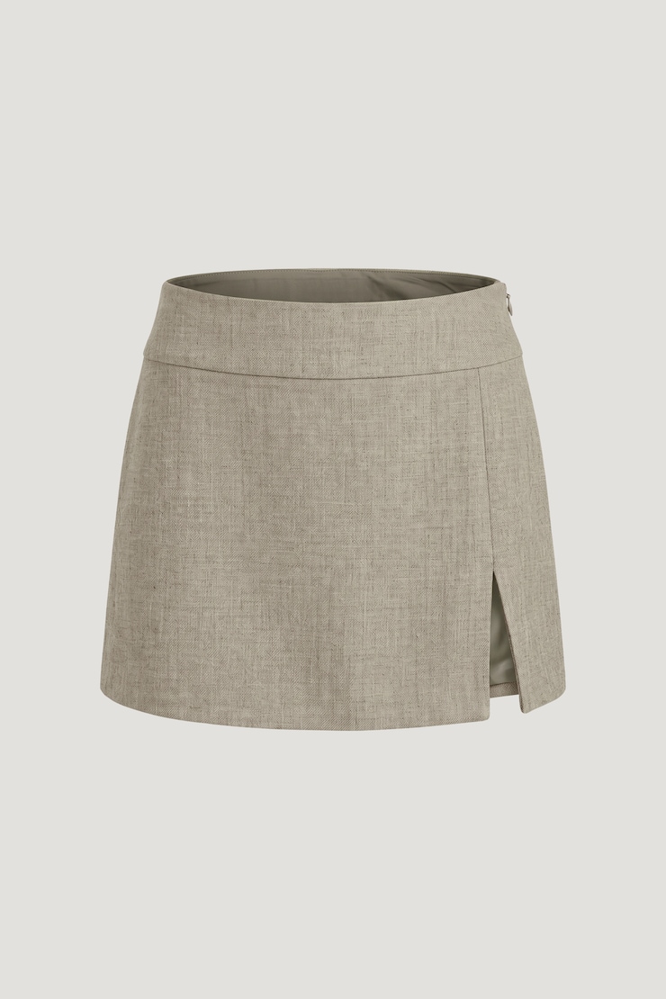 Slit Mini Skirt Warm Oats Beige large