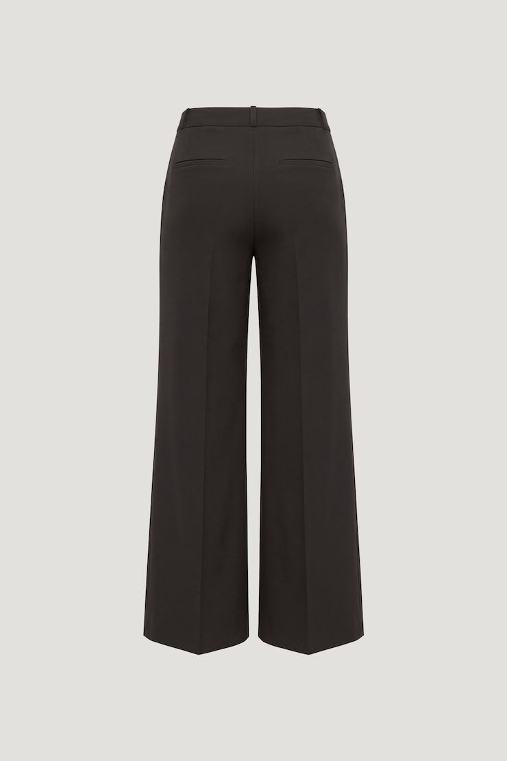 Crepe High Rise Wide Leg Pants Chocolate Torte Brown large
