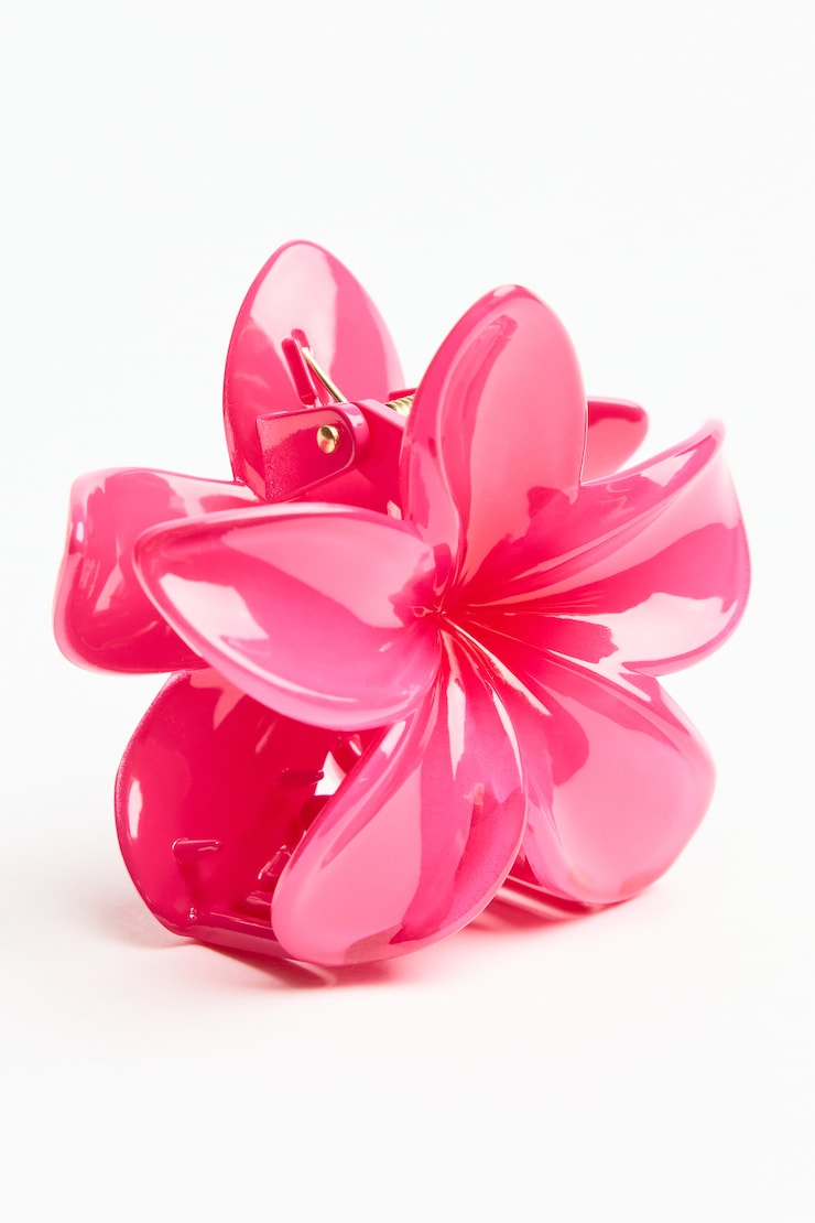 Flower Hair Claw, Translucent Raspberry Pink, large