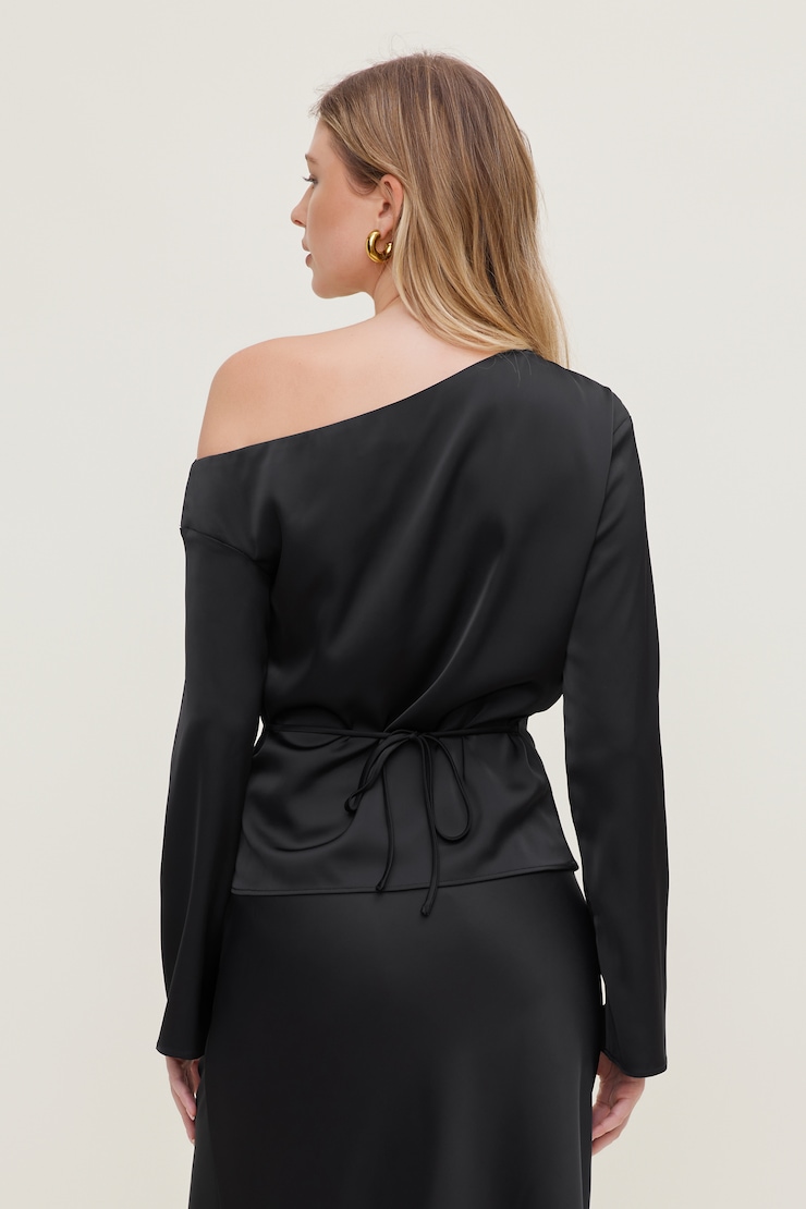 Alexa Satin Blouse Jet Black large
