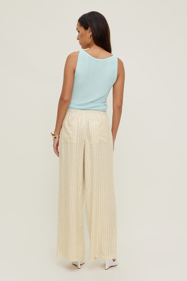 Pantalon en lin à jambe large Leo