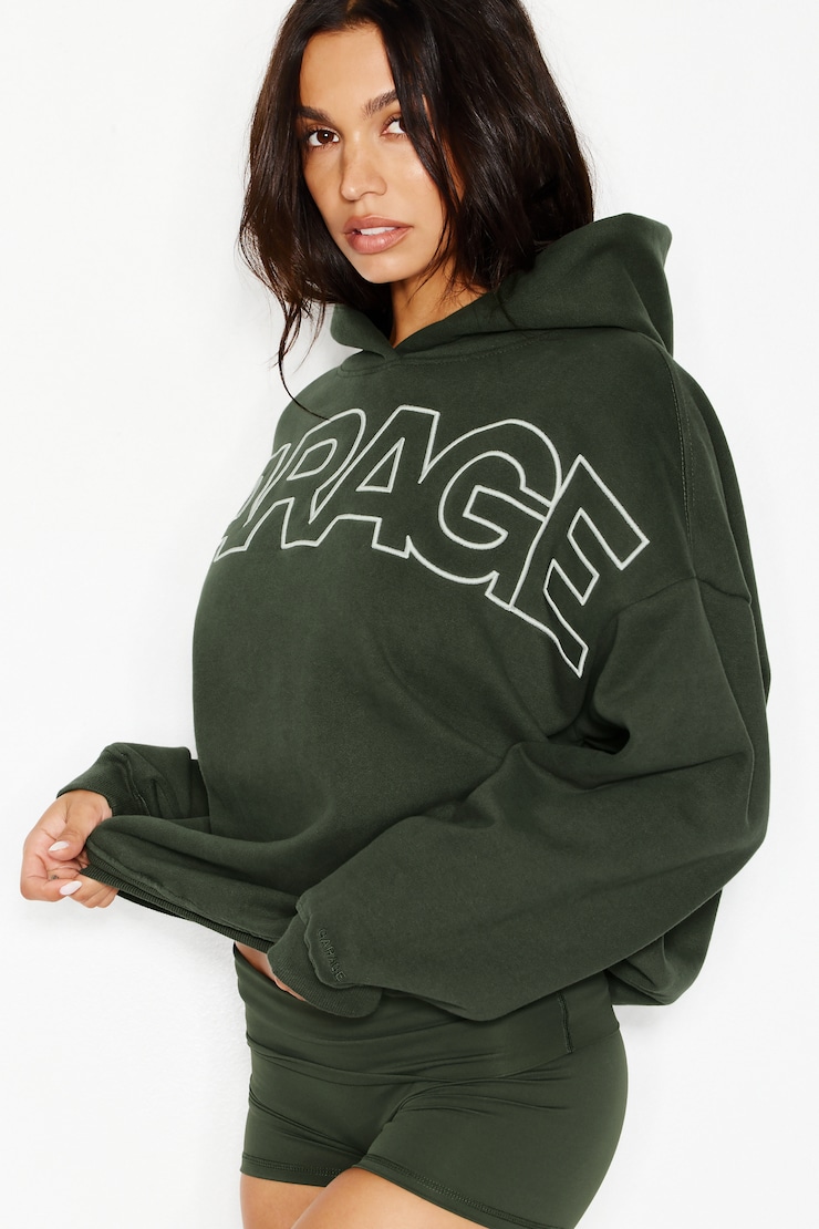 UltraFleece Hoodie, Olive Obsession with GARAGE Logo Art, large
