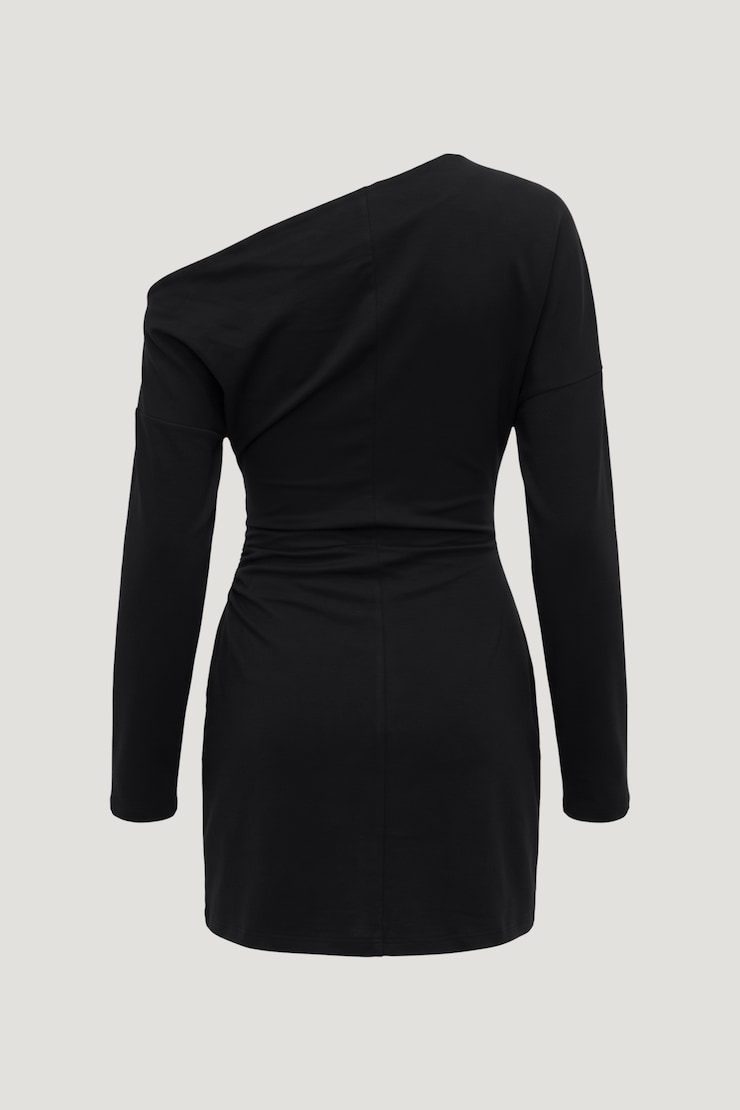 Alexa Cotton Long Sleeve Mini Dress Jet Black large