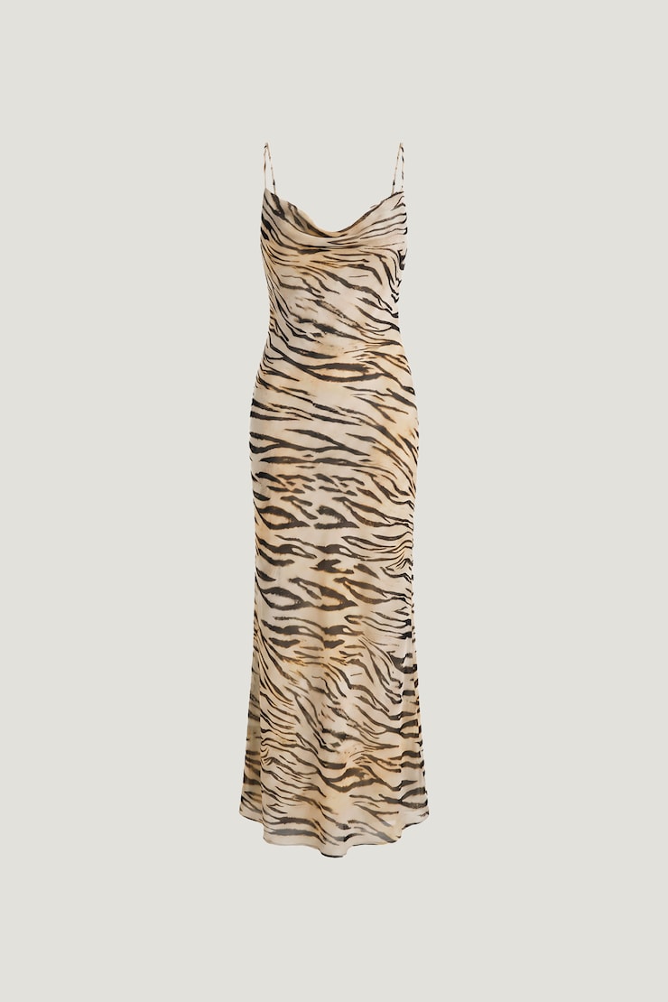 Alessia Maxi Slip Dress Zebra Brown large