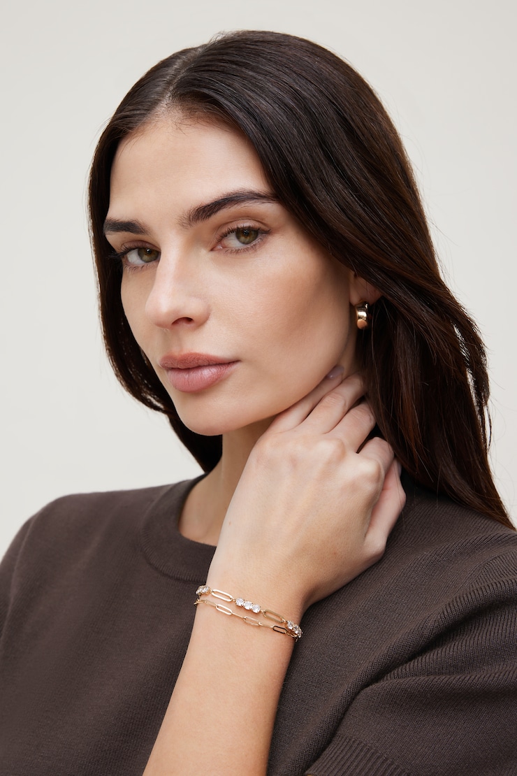 2-Pack Paperclip Chain Bracelets Gold large