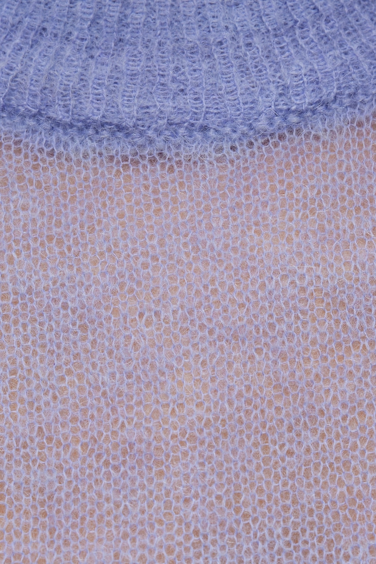 Premium Mohair Balloon Sleeve Sweater Periwinkle Bloom Purple large