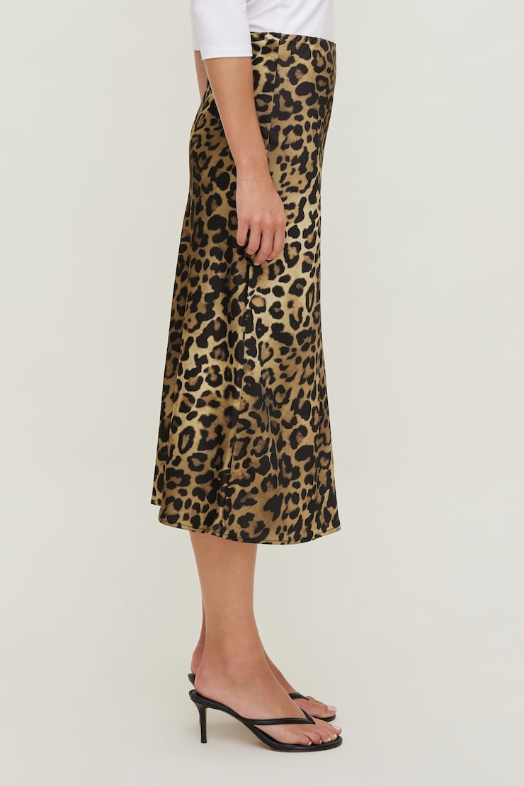 Delila Satin Midi Skirt Leopard Brown large