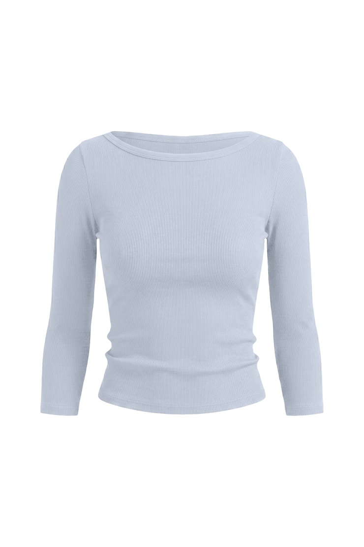 SnatchRib 3/4 Sleeve Top, Blue Flirt, large