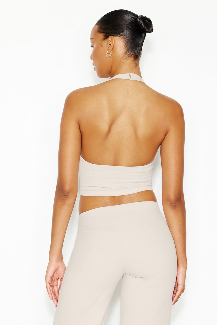 Active High Neck Tank Top, Coconut Whip Beige, large