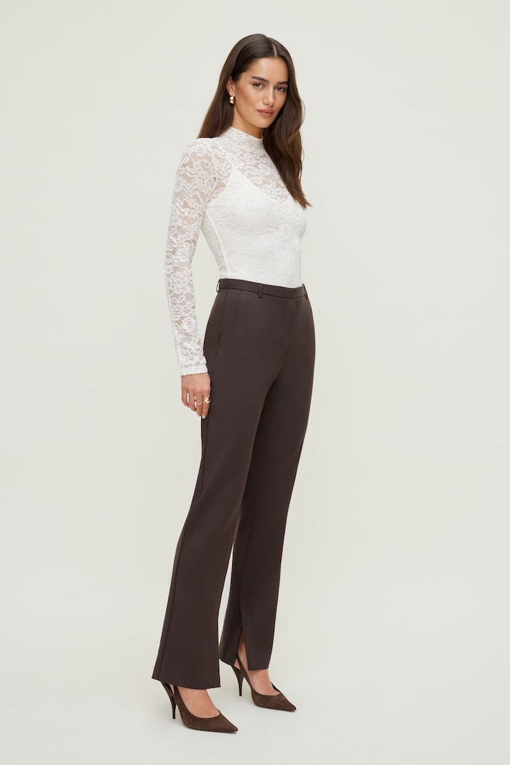 Mock Neck Lace Bodysuit Sea Salt Off White large